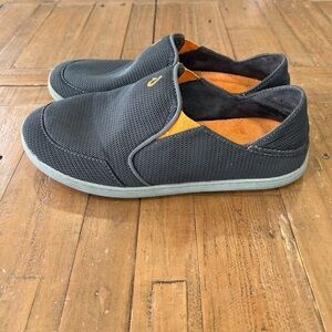 Olukai Nohea Mesh Men's Gray Orange Slip On Slide Boat Deck  10188-4242 SIZE 9.5